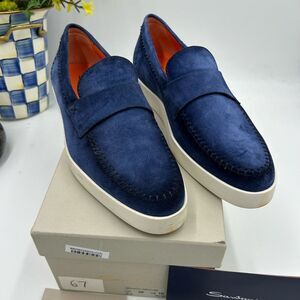Men's Santoni suede loafers size 10 US made in Italy